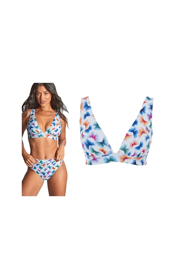 Panache Flutter print triangle biustonosz do stroju kąpielowego bezfiszbinowy
