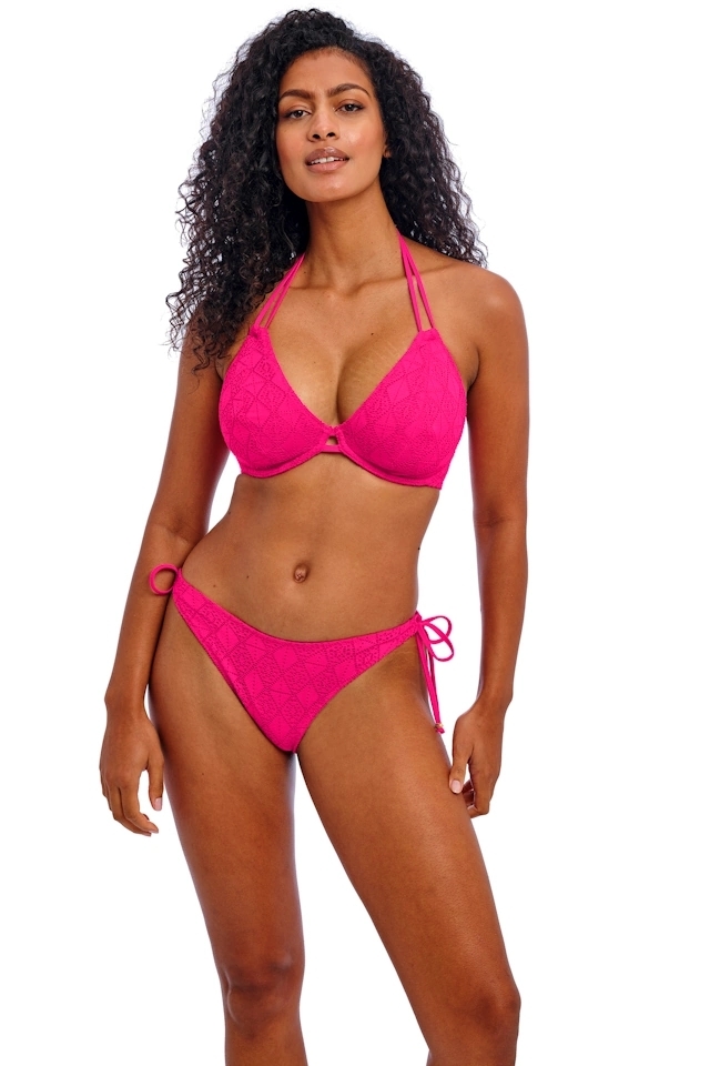 Freya Nomad Nights fuchsia figi high-leg wiązane do stroju kąpielowego