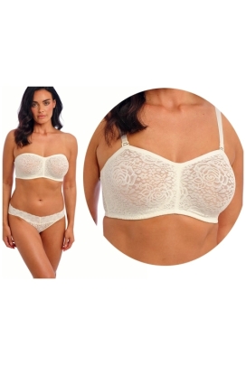 Wacoal Halo lace strapless ivory biustonosz soft