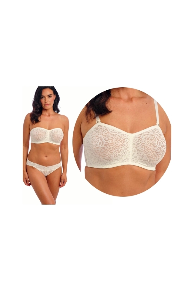 Wacoal Halo lace strapless ivory biustonosz soft