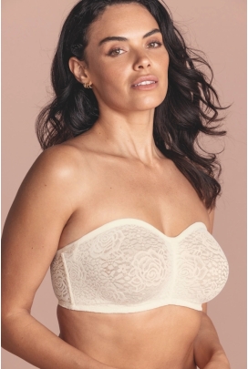 Wacoal Halo lace strapless ivory biustonosz soft