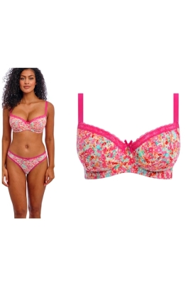 Freya Flirt hot pink padded half cup biustonosz