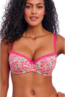 Freya Flirt hot pink padded half cup biustonosz