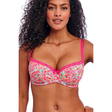 Freya Flirt hot pink padded half cup biustonosz