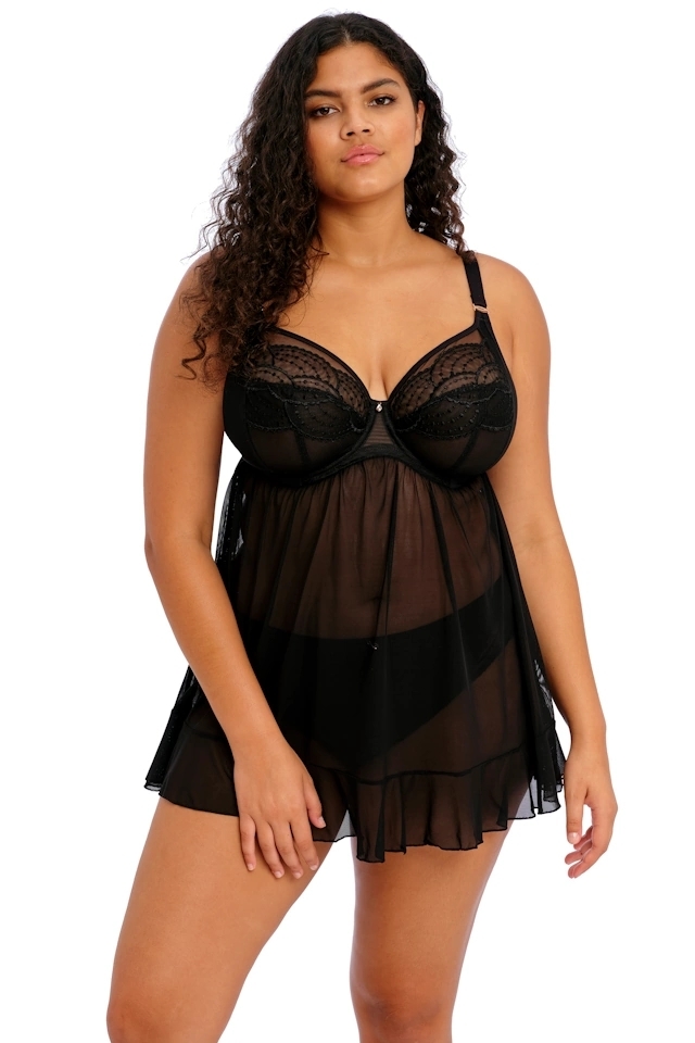Elomi Priya black halka babydoll z biustonoszem soft