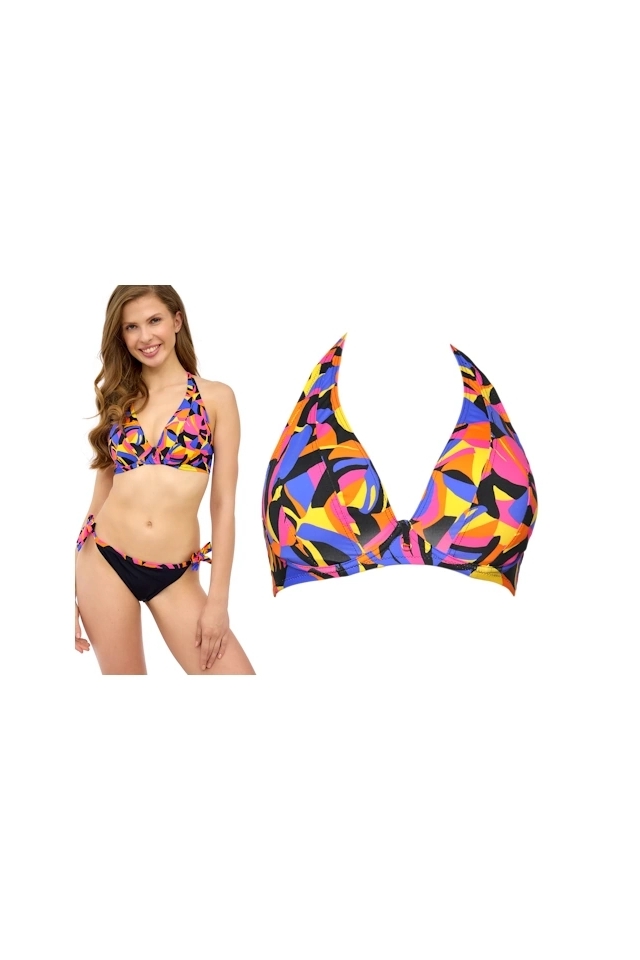 Lupoline Laura neon print braletka biustonosz na szyję do stroju kąpielowego