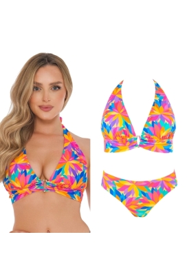 Self 25 556CP3 Capri multi orange liście strój kąpielowy dwuczęściowy