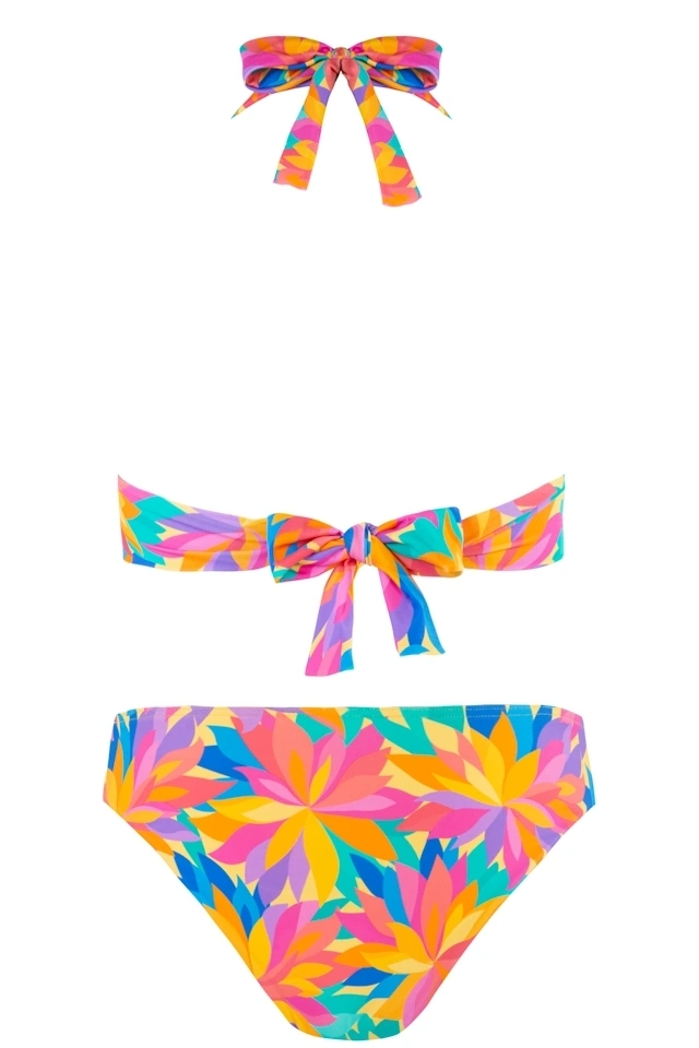 Self 25 556CP3 Capri multi orange liście strój kąpielowy dwuczęściowy