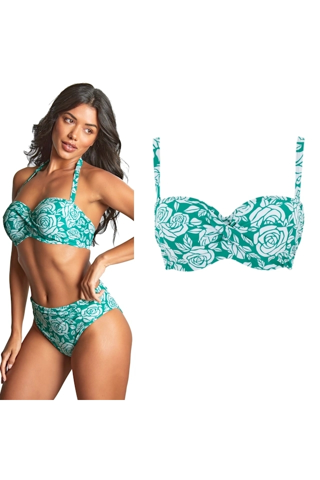 Panache English Rose print bandeau biustonosz do stroju kąpielowego