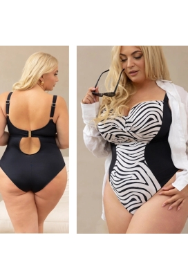 KrisLine Tropea white black body fullcup jednoczęściowy kostium kąpielowy