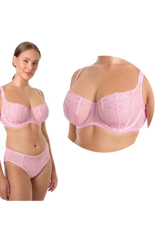 Ewa Bien Fiora różowy B136 biustonosz half-cup soft
