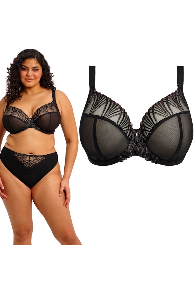 Elomi Reja black plunge biustonosz soft