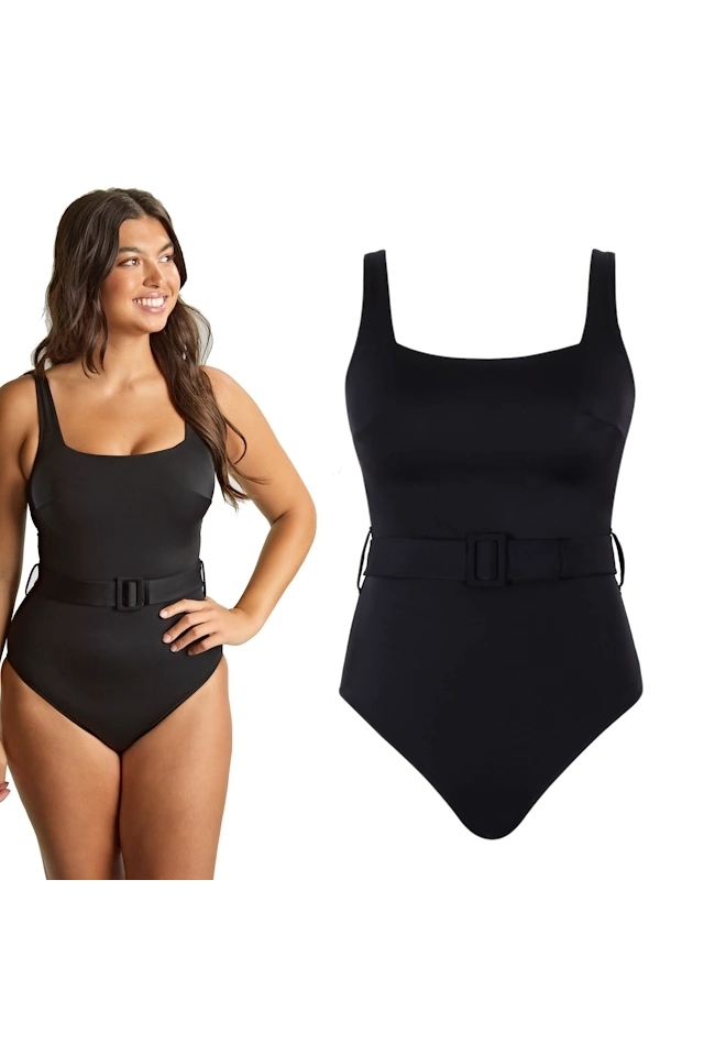 Panache Signature black jednoczęściowy crop top soft strój kąpielowy