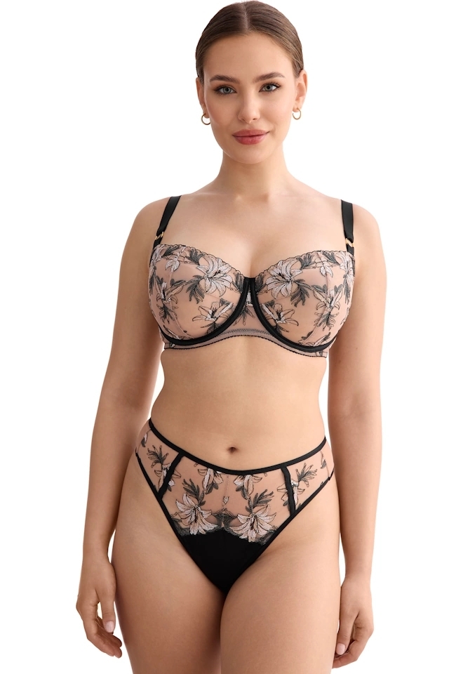 Ewa Bien Salma beżowo-czarny B139 biustonosz half cup soft