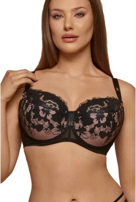 Dalia Winter róż czerń kwiaty K24 biustonosz semi-soft