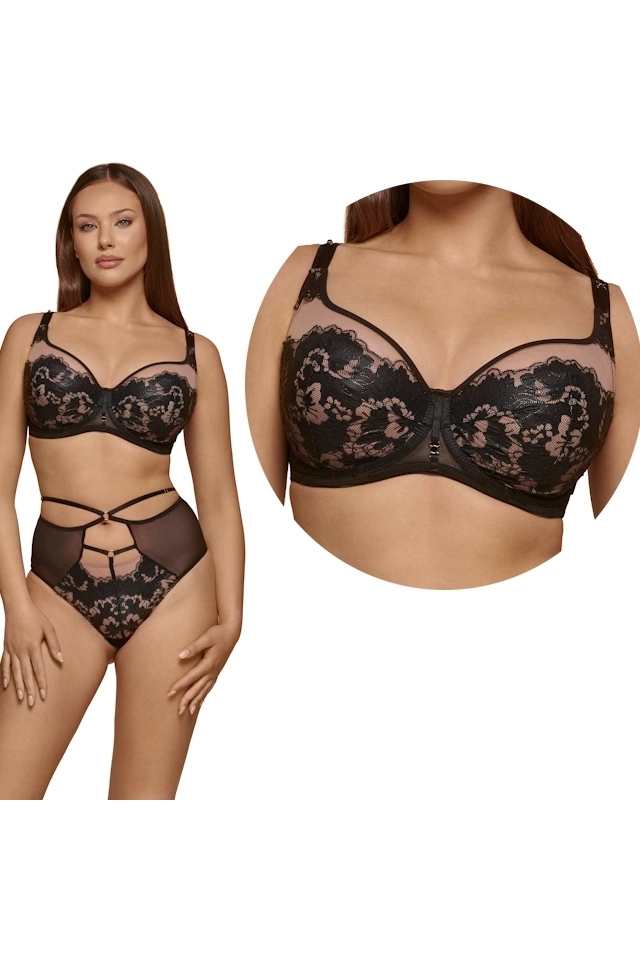 Dalia Winter róż czerń kwiaty K42 biustonosz soft