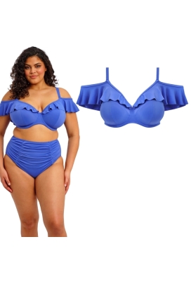 Elomi Plain Sailing azure top z falbanką soft biustonosz do stroju kąpielowego