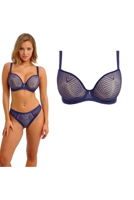 Freya Tailored dark sapphire deco plunge biustonosz usztywniany