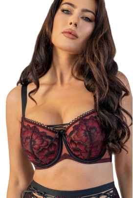 KrisLine Cabarete black red half-cup biustonosz soft