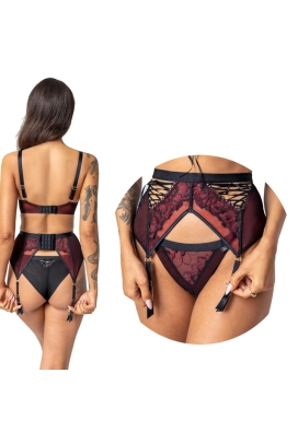 KrisLine Cabaret black red pas do pończoch