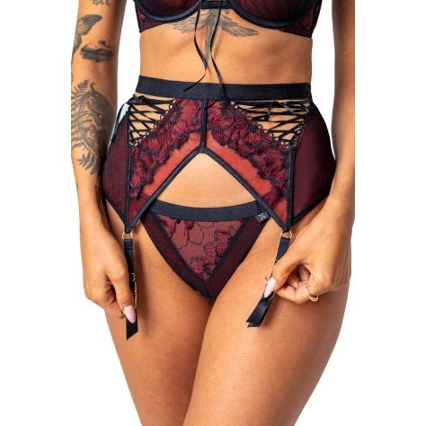 KrisLine Cabaret black red pas do pończoch