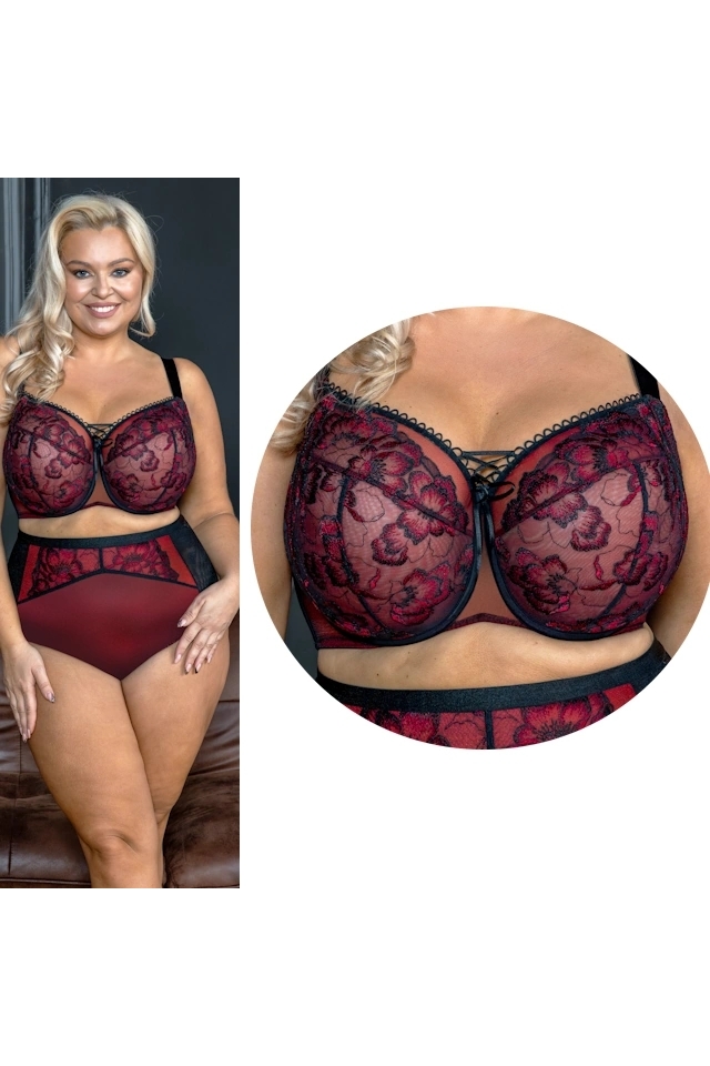 KrisLine Cabaret black red full-cup biustonosz soft