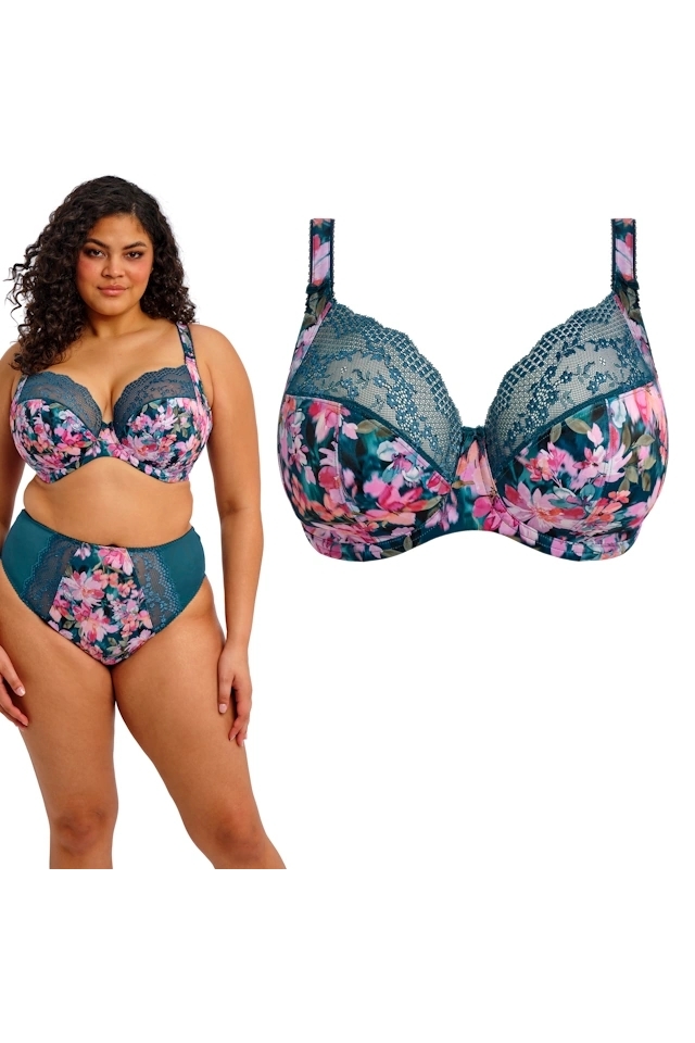 Elomi Lucie teal floral biustonosz soft plunge
