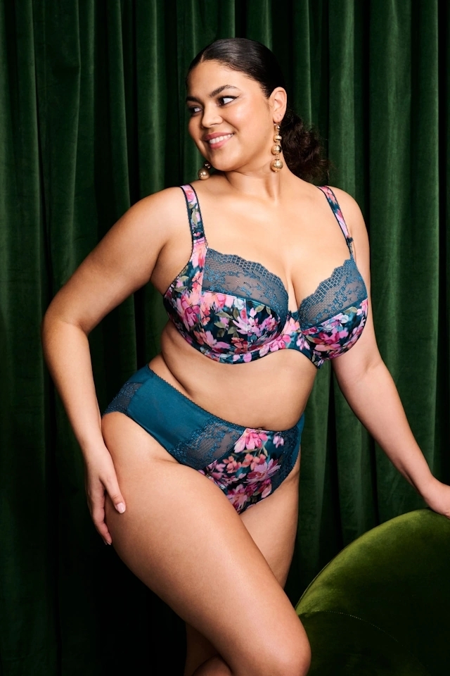 Elomi Lucie teal floral biustonosz soft plunge