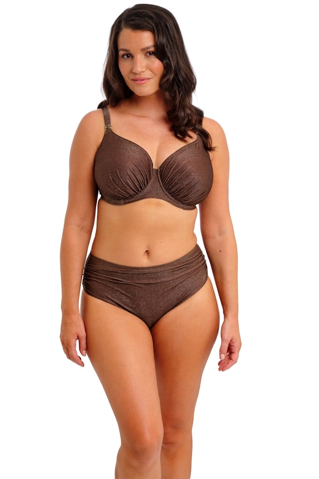 Fantasie Sabana chestnut sparkle figi high waist do stroju kąpielowego