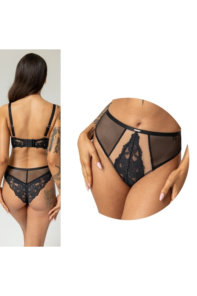KrisLine Cottonflower black figi stringo-szorty