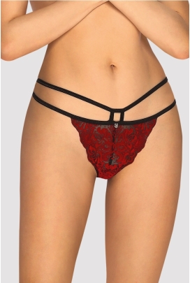 Obsessive Sugestina bordowo-czarne stringi