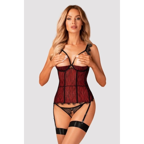Obsessive Denissa czarno-czerwony gorset + stringi