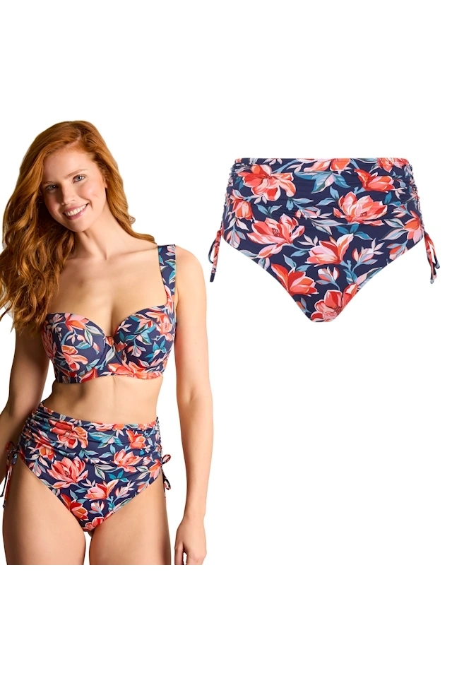 Panache Liliflora print figi midi z troczkami do stroju kąpielowego