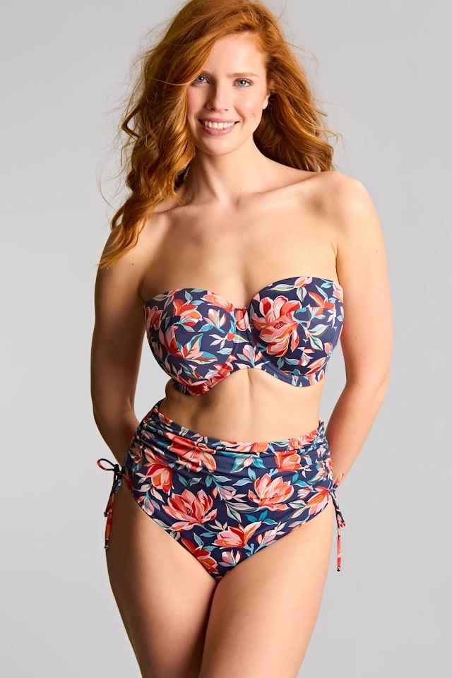 Panache Liliflora print figi midi z troczkami do stroju kąpielowego