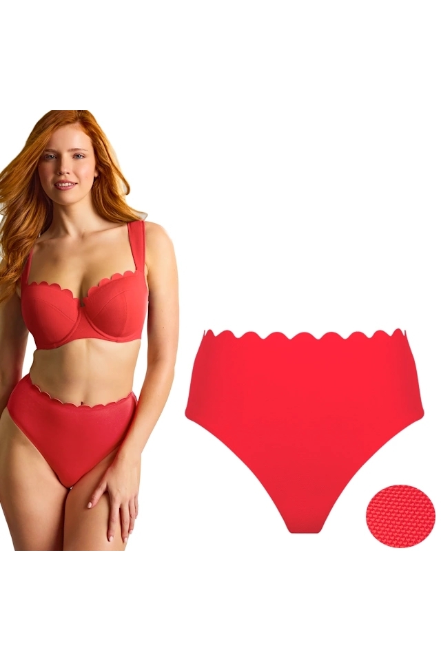 Panache Spirit red brazilian high waist majtki do stroju kąpielowego