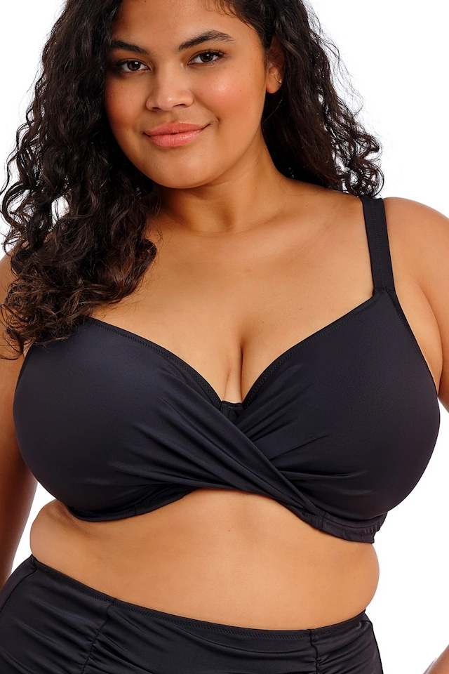 Elomi Plain Sailing black biustonosz soft plunge twist do stroju kąpielowego