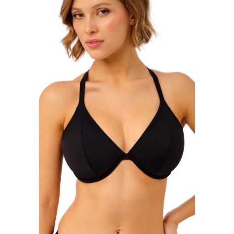 Freya Jewel Cove plain black plunge biustonosz do stroju kąpielowego