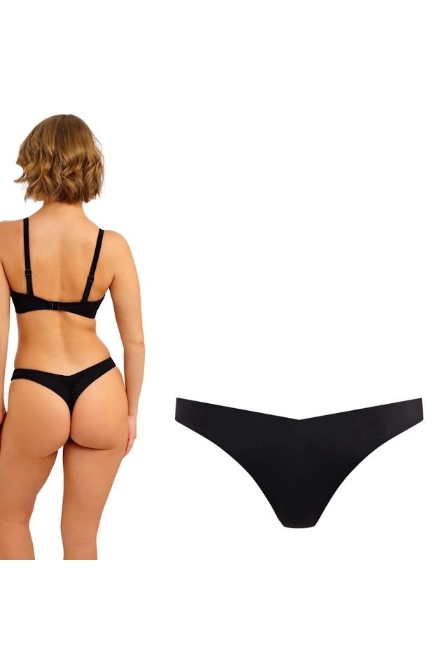 Freya Jewel Cove plain black stringi do stroju kąpielowego