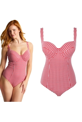 Panache Paloma Gingham red jednoczęściowy strój kąpielowy z fiszbinami
