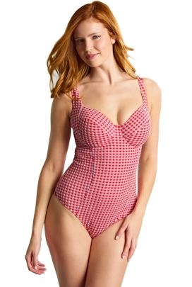 Panache Paloma Gingham red jednoczęściowy strój kąpielowy z fiszbinami