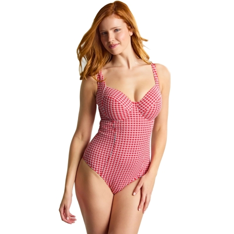 Panache Paloma Gingham red jednoczęściowy strój kąpielowy z fiszbinami
