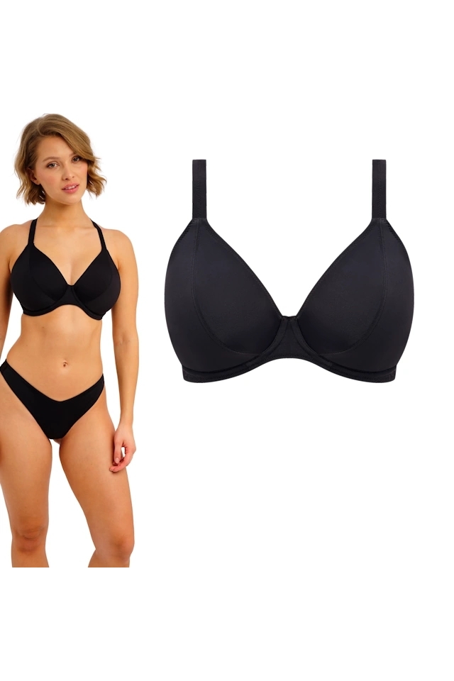 Freya Jewel Cove plain black plunge biustonosz do stroju kąpielowego