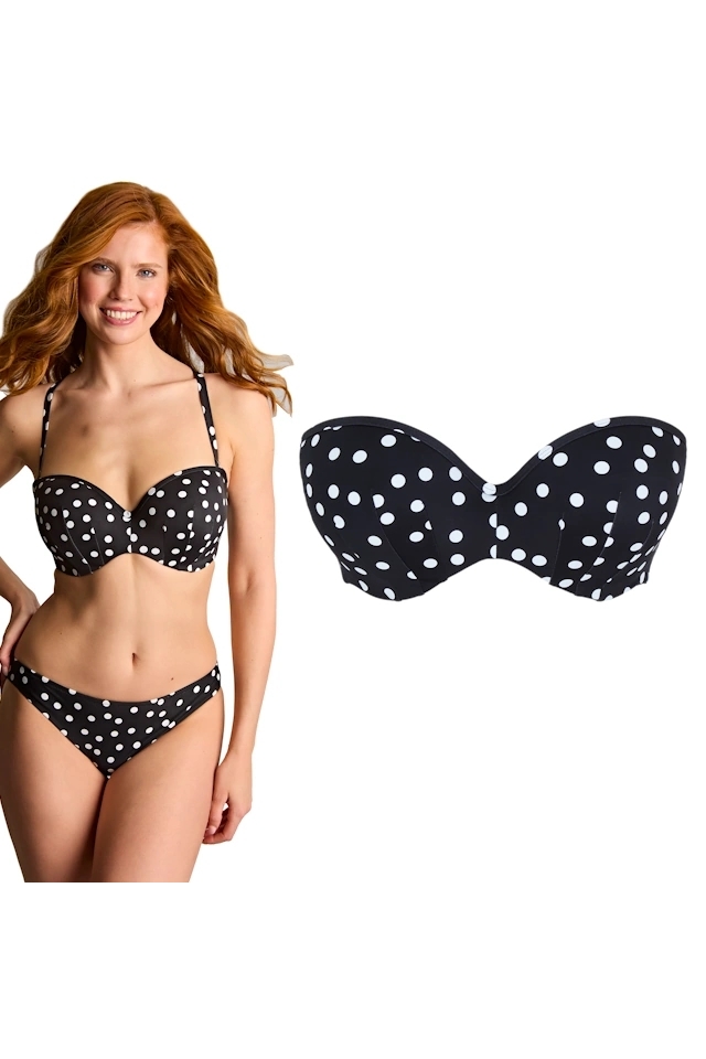 Panache Polka dot print bandeau biustonosz do stroju kąpielowego