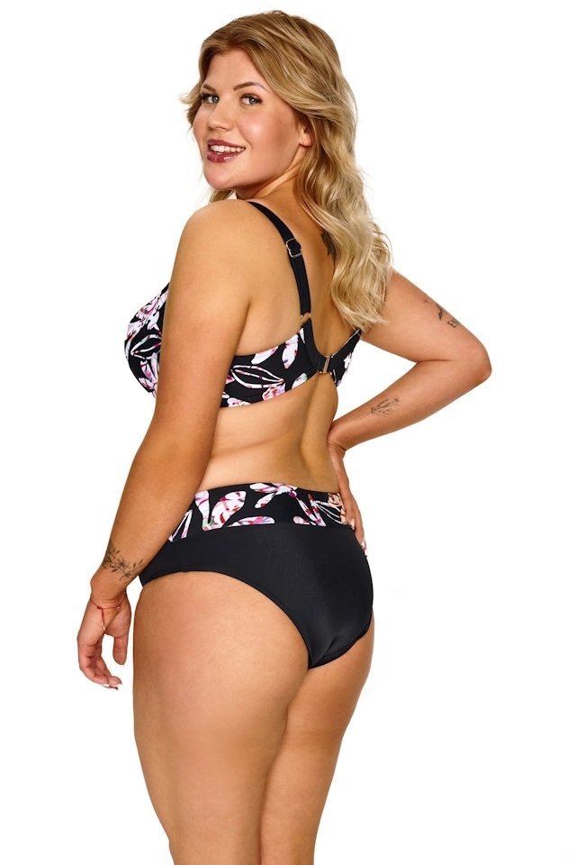 Lupo Rosa czerń kwiaty soft biustonosz do stroju kąpielowego