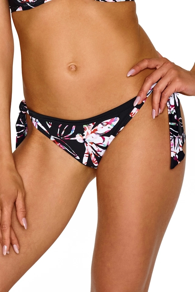 Lupo Rosa czerń kwiaty figi 2 wiązane do stroju kąpielowego