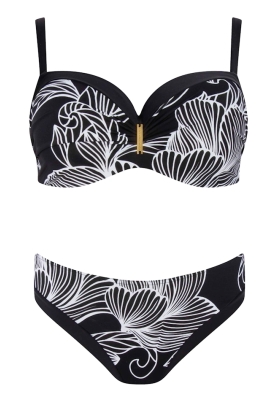 Self 26 730V2MA1 1 Madera czerń białe liście strój kąpielowy dwuczęściowy usztywniony