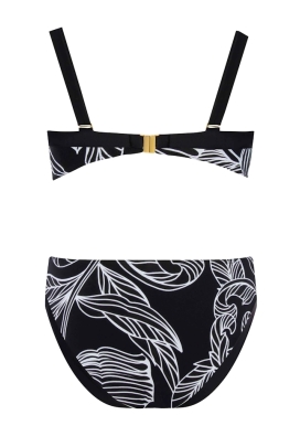Self 26 730V2MA1 1 Madera czerń białe liście strój kąpielowy dwuczęściowy usztywniony