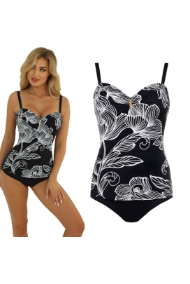 Self 26 8060MA8 1 Madera czerń białe liście strój kąpielowy jednoczęściowy usztywniony