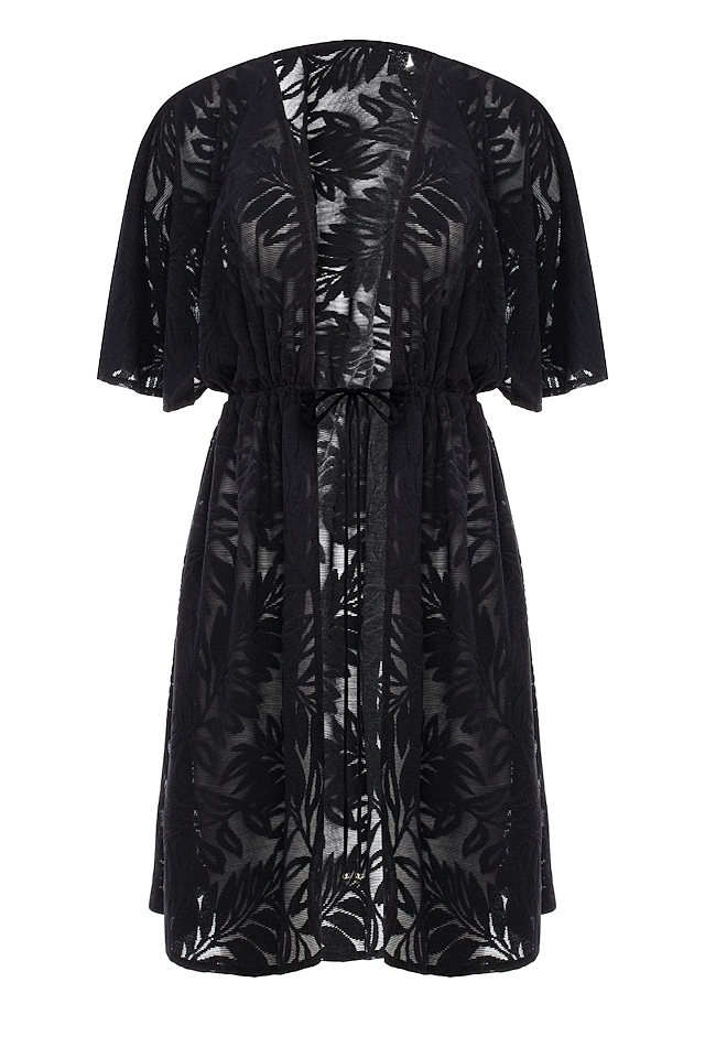 Self 26 DP10K 4  Kimono Robe czerń tunika plażowa