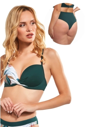 KrisLine Sorento green 65D + S strój kąpielowy komplet push-up + brazyliany wysokie